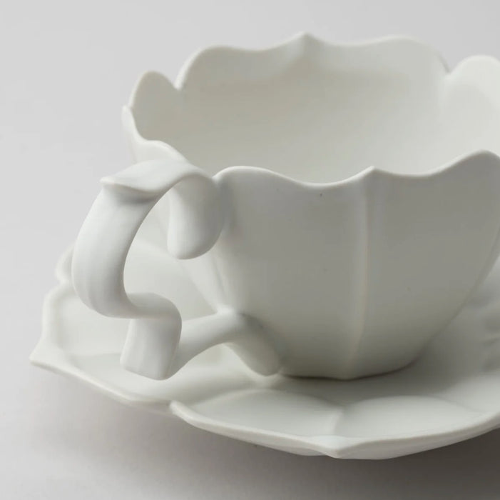 Porcelain Teacup & Saucer - White