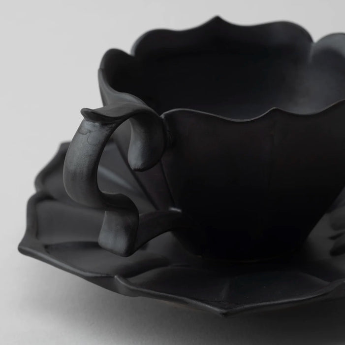 Porcelain Teacup & Saucer - Black