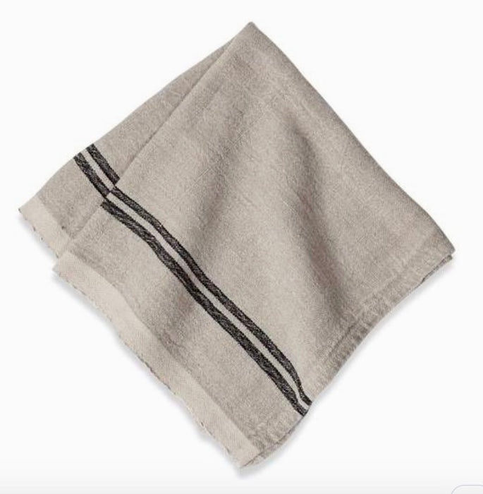 Vintage Linen Napkin - Natural/Black