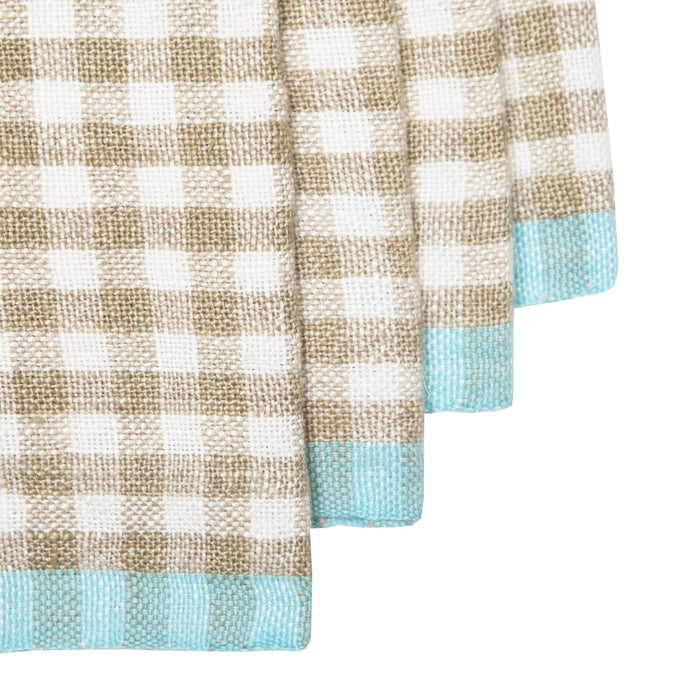 Napkin Natural w/ Aqua Edge Gingham