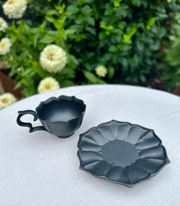 Porcelain Teacup & Saucer - Black