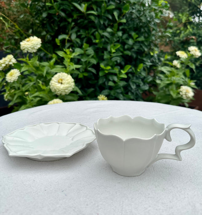 Porcelain Teacup & Saucer - White
