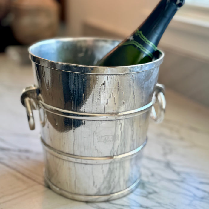 Vintage Silver Faux Bois Ice Bucket