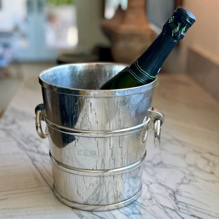 Vintage Silver Faux Bois Ice Bucket