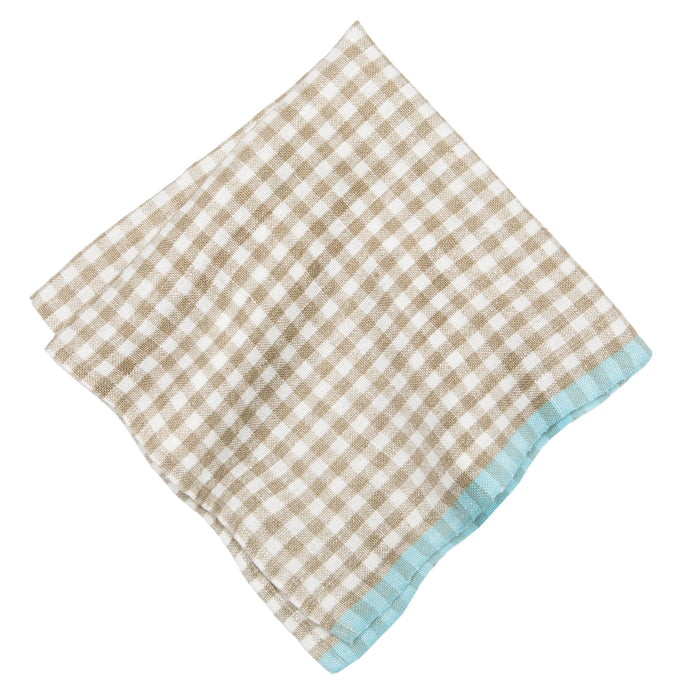 Napkin Natural w/ Aqua Edge Gingham