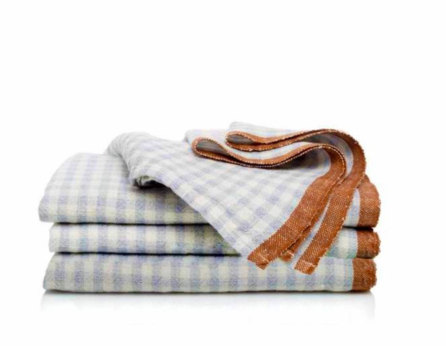 Napkin Light Blue w/Cognac Edge Gingham