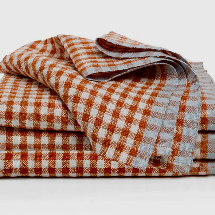 Napkin Cognac w/Lt Blue Edge Gingham
