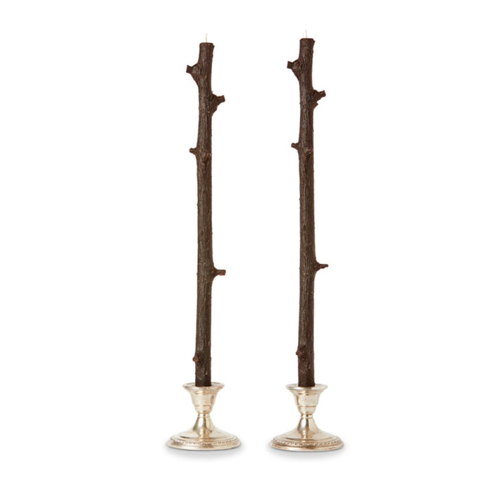 Hemlock Stick Candles Pair - Dark Brown