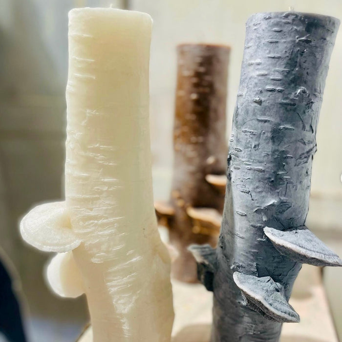 Birch Pillar Candle - Large Dark Brown