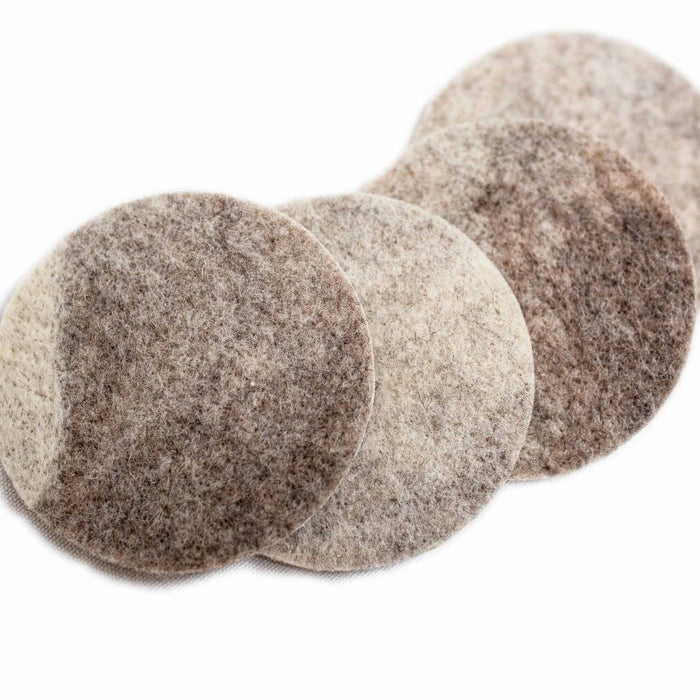 Felted Wool and Leather Coasters - Set of 4