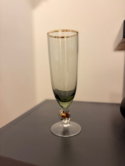 Vintage Smoke Champagne Flutes set of 5