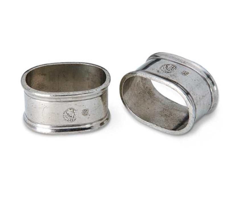 Pair Pewter Oval Napkin Rings