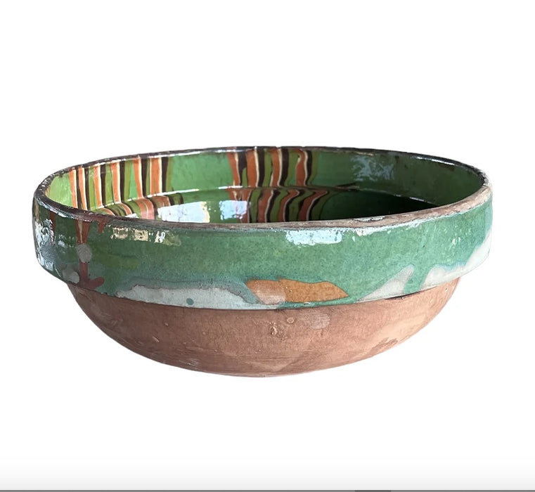 Large Marbleized Green Terracotta Bowl