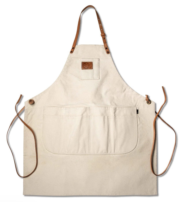 Natural Canvas Apron with Leather