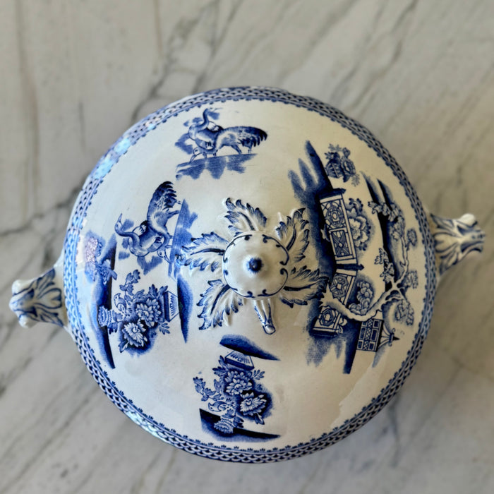 Vintage Blue Transferware Tureen