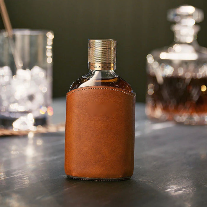 Glass Flask, Leather Wrapped