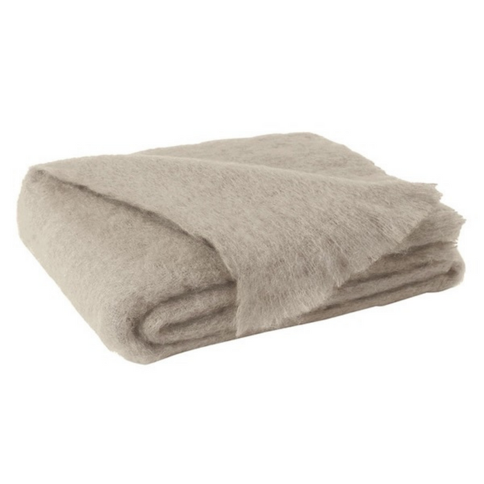 Mohair Throw Blanket - Flax