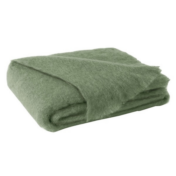 Mohair Throw Blanket - Olive